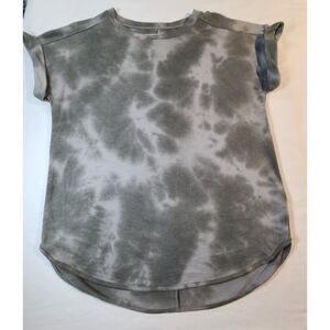 Cupio Top Womens L Green Tie Dye Marble Cap Sleeve Stretch Casual Knit